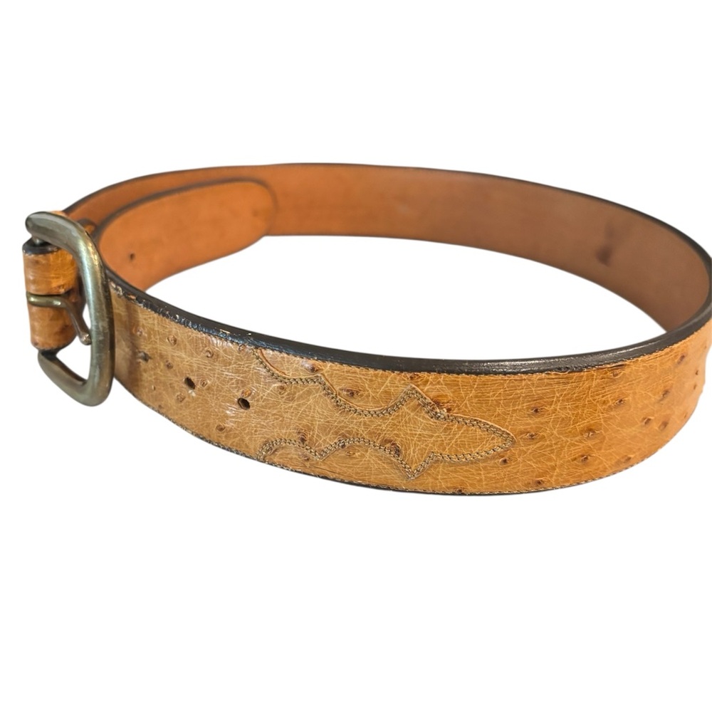 Ostrich Print Leather Belt - Picture 4 of 4
